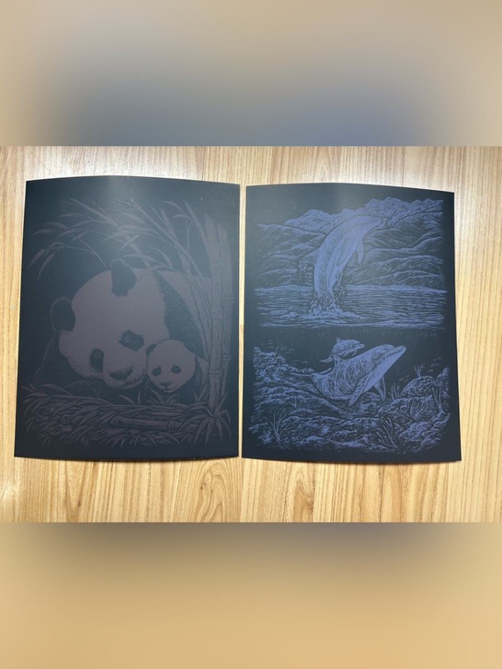 Black and Purple Panda & Whale Wall Art Prints - Home Art